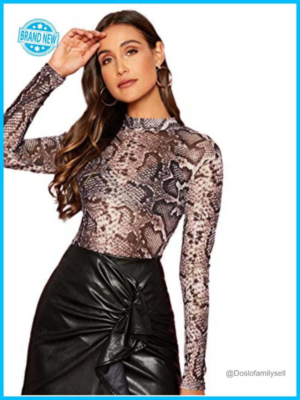 Women's Long Sleeve Mock Neck Sheer Mesh Crop Top